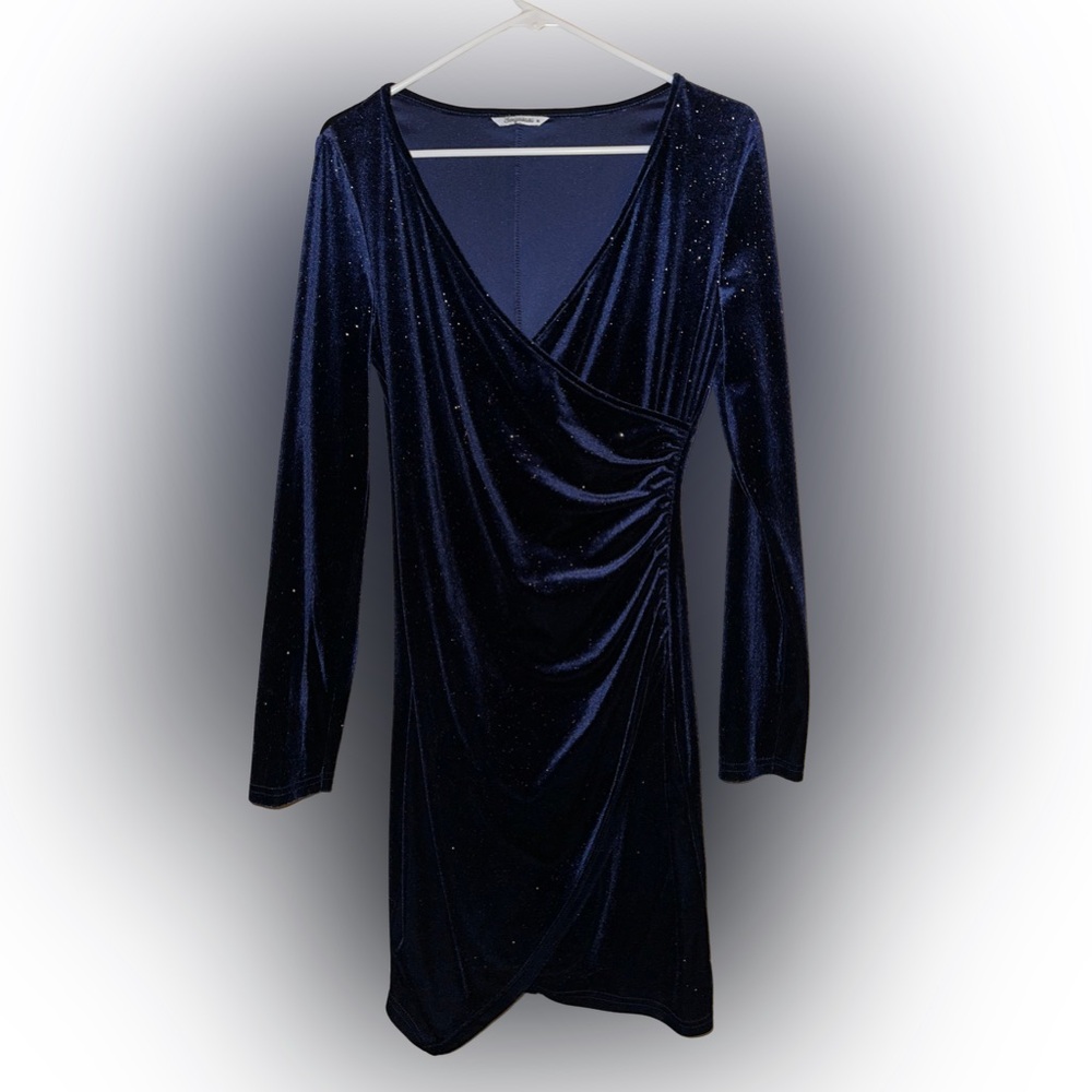 Elegant Navy Blue Velvet Dress